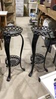 (2) BLACK METAL PLANT STANDS