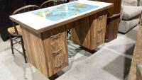 DESK WITH 7 DRAWERS - TOP HAS A MAP