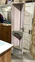 VINTAGE PINK DOOR CORNER DISPLAY CABINET
