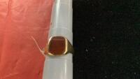 GOLD RING W/ SQUARE REDDISH STONE