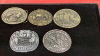 (5) NFR HESSTON COLLECTORS BELT BUCKLES - 1980 - 1984
