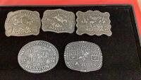 (5) NFR HESSTON COLLECTORS BELT BUCKLES - 1985/86/87/89/2004