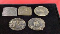 (5) NFR COLLECTORS HESSTON BELT BUCKLES - 1975/76/77/78/79
