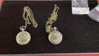 (2) REPLICA QUARTZ POCKET WATCHES - TRAIN & SEMI