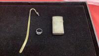 STERLING ZIPPO LIGHTER, VINTAGE BOOKMARK & RING