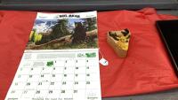 WOOD PUZZLE BOX AND REMINGTON 1991 PICTURE CALENDAR