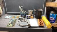 FURNACE VENT COVER, AIR HOSE, SMALL GREASE GUN, ELECTRICAL CABLE