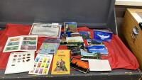 VINTAGE POST CARDS, COMMON STOCK CERTIFICATE - 1938, MAPS, PINS, FOREIGN PAPER CURRENCY