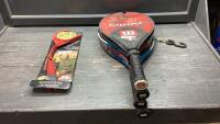 (4) TENNIS RAQUETS + CLAY TARGET THROWER