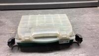 PLANO PLASTIC TACKLE BOX WITH HOOKS, BOBBERS, WEIGHTS