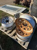 Pallet of nine steel trailer rims