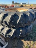 Set of two Firestone dual tires on Steel tractor rims