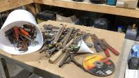 PAIL W. ISC TOOLS - WRENCHES, PLIERS, WIRE STRIPPERS, GRINDING WHEEL,