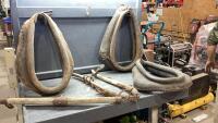 (3)COLLARS , SET OF WOODEN HAMES, SINGLE TREE
