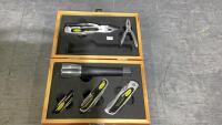 SHEFFIELD MULTI TOOL /FLASHLIGHT SET IN WOOD BOX