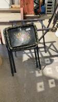 (3) VINTAGE METAL TV TRAYS AND SUITCASE RACK