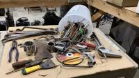 PAIL W/ TOOLS - WRENCHES, PLIERS, SOCKETS, ETC
