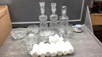 PINWHEEL CRYSTAL - BELLS, BUTTER DISH, (8)SMALL SHERRY GLASSES, (3)ESPRESSO CUPS, DECANTERS