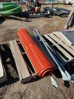 Skid with tripod and orange snow fence