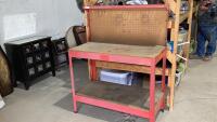 WORK BENCH WITH PEG BOARD BACK , TOOL HOLDER TOP SHELF