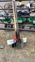 BUNDLE OF YARD TOOLS - SPADE, FORK, BROOM, SNOWSHOVEL