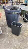 (3) PLASTIC GARBAGE BINS -ONLY ONE LID