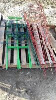 PALLET W/ TOMATOE CAGES, METAL GARDEN FENCE