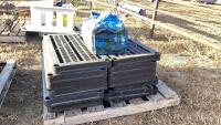 PALLET W/ BLACK PLASTIC SHELVING