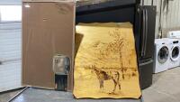 WOOD BURNED PICTURE AND CORK BOARD