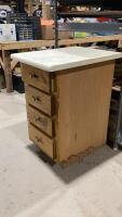 KITCHEN CABINET/SHOP CABINET - WOOD CONSTRUCTION, 4 DRAWERS