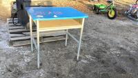 SMAL DESK W/ BLUE PAINTED TOP