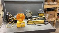 SHOP LIGHTS, SHOP LIGHTS WITH TRIPOD, BATTERY OPERATED WARNING BEACON