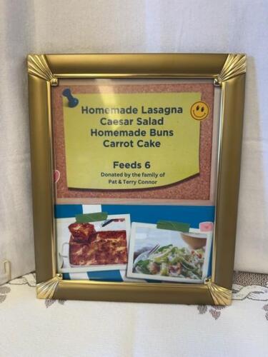 Homemade lasagna &ndash; Caesar salad &ndash; homemade buns &ndash; carrot cake/feeds six