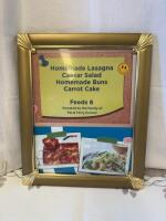 Homemade lasagna &ndash; Caesar salad &ndash; homemade buns &ndash; carrot cake/feeds six