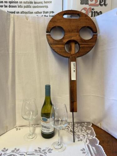 Portable wine caddy with oyster Bay, white wine, and glasses