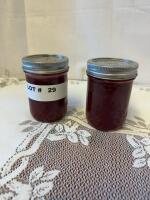 Two jars raspberry diet jam