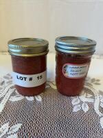 Two jars of crab apple sauce