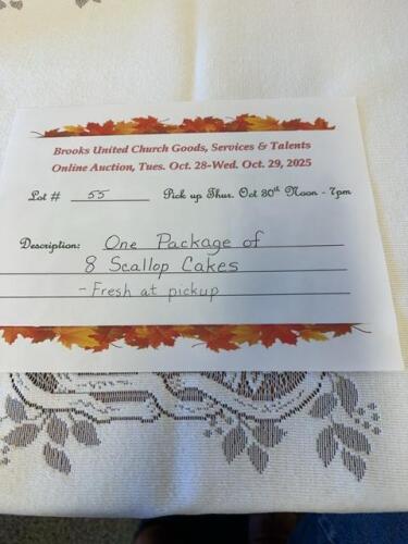 One package of eight scallop cakes