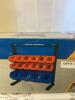16 bin bench top storage rack with magnetic tool holder - 3
