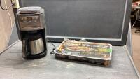 FLAT W/CUISINART COFFEE POT AND READY TO USE DISPOSABLE GRILL