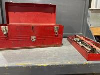 Beach, steel toolbox, and contents