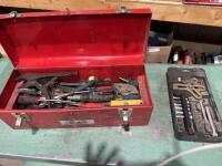 Red steel beach toolbox plus contents