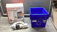 (3) RECYCLE BLUE BINS AND HONEYWELL HUMIDIFIER
