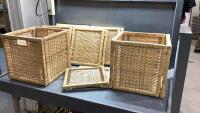 BOX WITH (4) WICKER FOLDING BASKETS