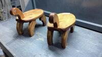 (2) TURTLE/STOOLS PLANT STANDS - DARKER COLOUR
