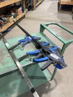 Five table clamps