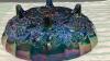 IRRIDESCENT CARNIVAL GLASS SERVING BOWL - 2