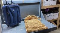 (2) ITEMS - SMALL CARRY-ON SUITCASE + SEAT ROLLER MASSAGE COVER