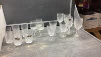BOX W/ ASSORTED CRYSTAL - WINE GLASSES, GLASSES