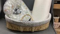 HANDLED BASKET AND PILLOWS